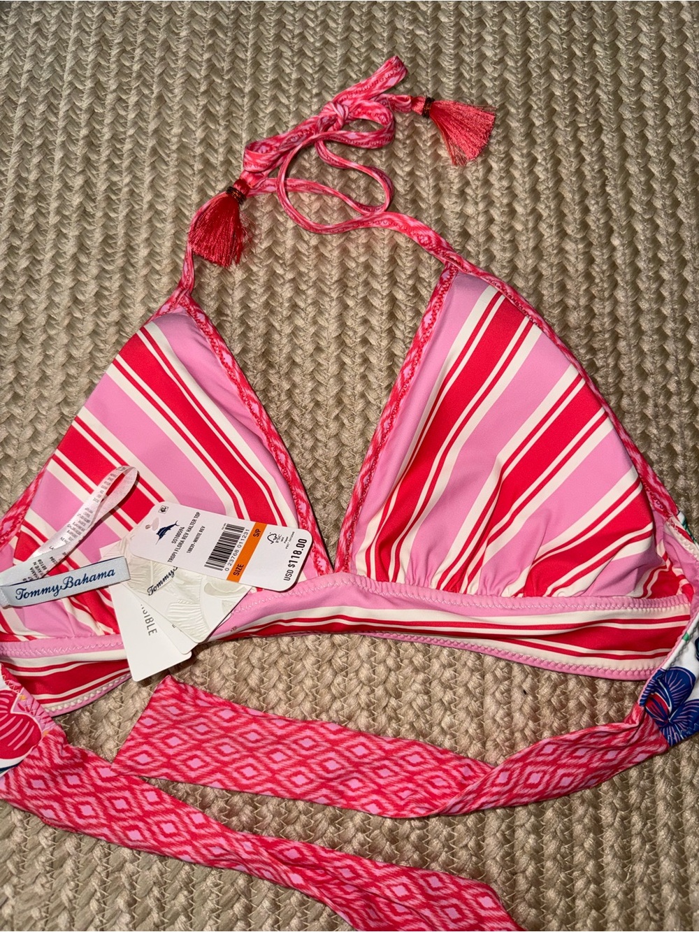 NWT Tommy Bahama Women's V-Neck Printed Reversible Swim Top Small $118 - Picture 6 of 9